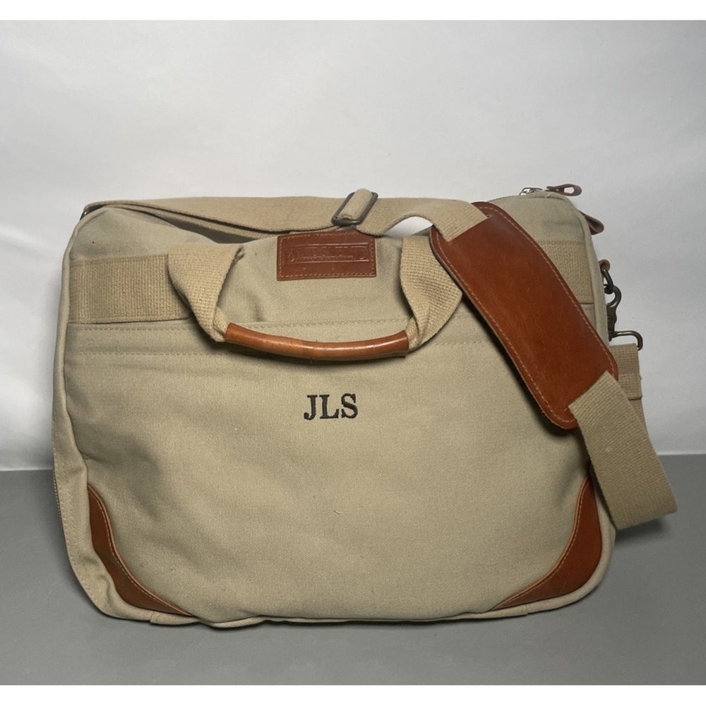 Vintage Lands End Canvas Leather Duffle Weekender Bag USA Made